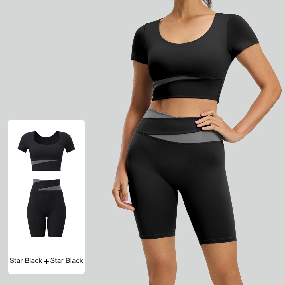 Tankye Color Block Yoga Workout Set, High Waist Tight Running Activewear, Tummy Control & Butt Lifting 2-Piece Yoga Outfit