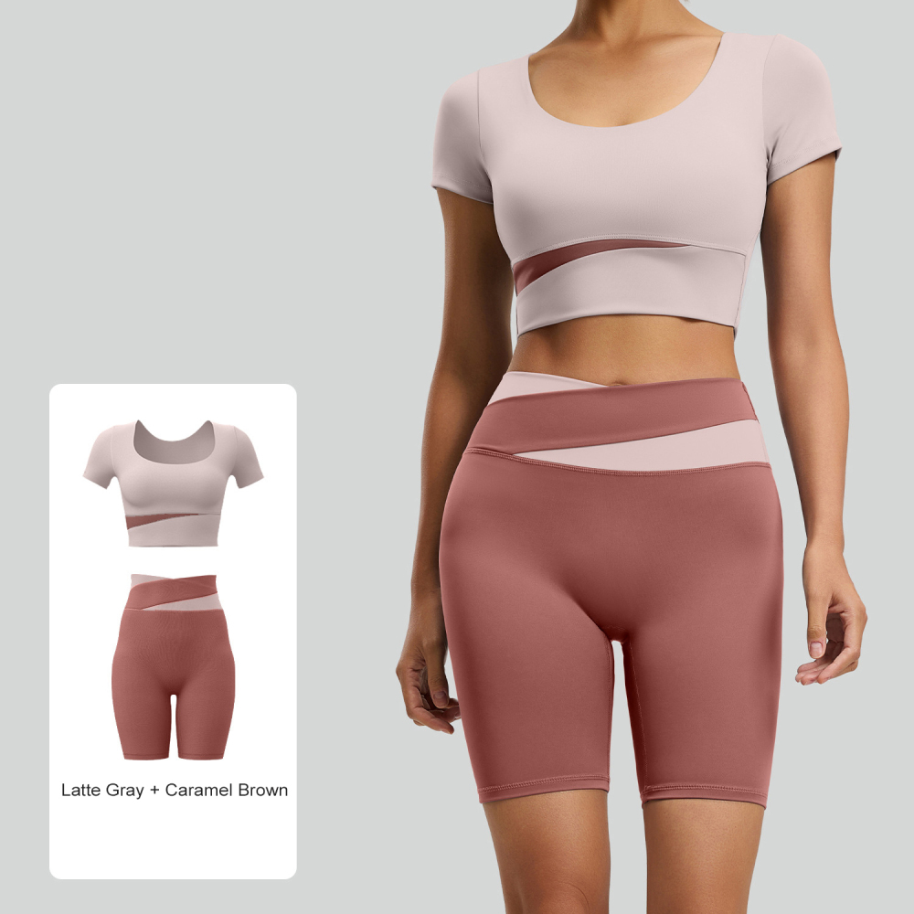 Tankye Color Block Yoga Workout Set, High Waist Tight Running Activewear, Tummy Control & Butt Lifting 2-Piece Yoga Outfit
