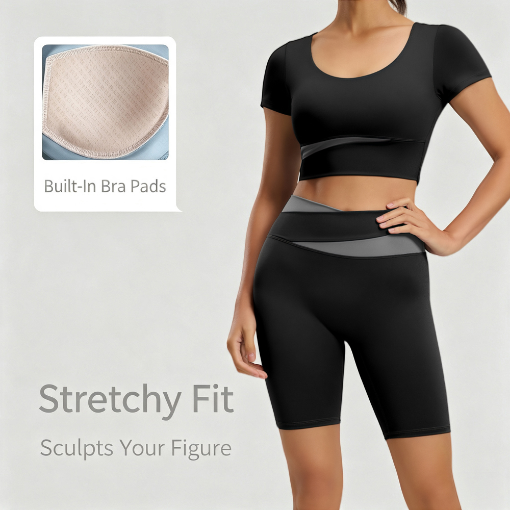 Tankye Color Block Yoga Workout Set, High Waist Tight Running Activewear, Tummy Control & Butt Lifting 2-Piece Yoga Outfit
