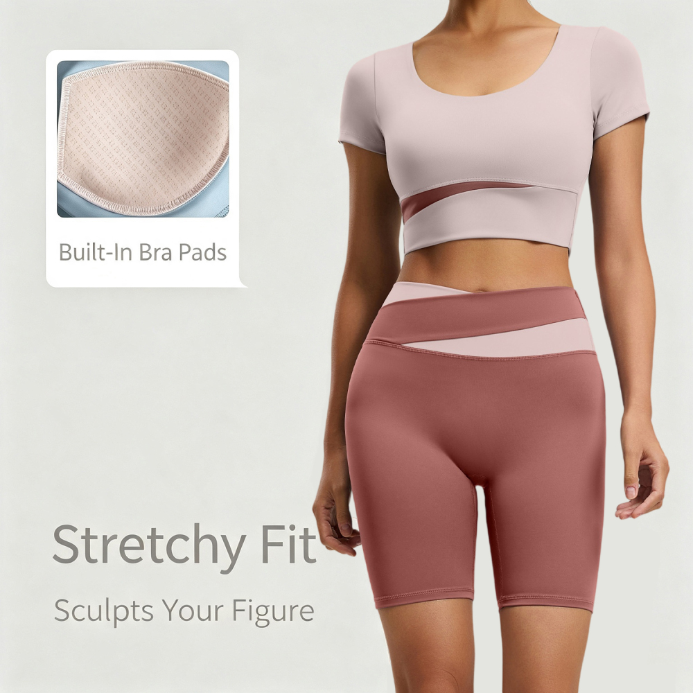 Tankye Color Block Yoga Workout Set, High Waist Tight Running Activewear, Tummy Control & Butt Lifting 2-Piece Yoga Outfit