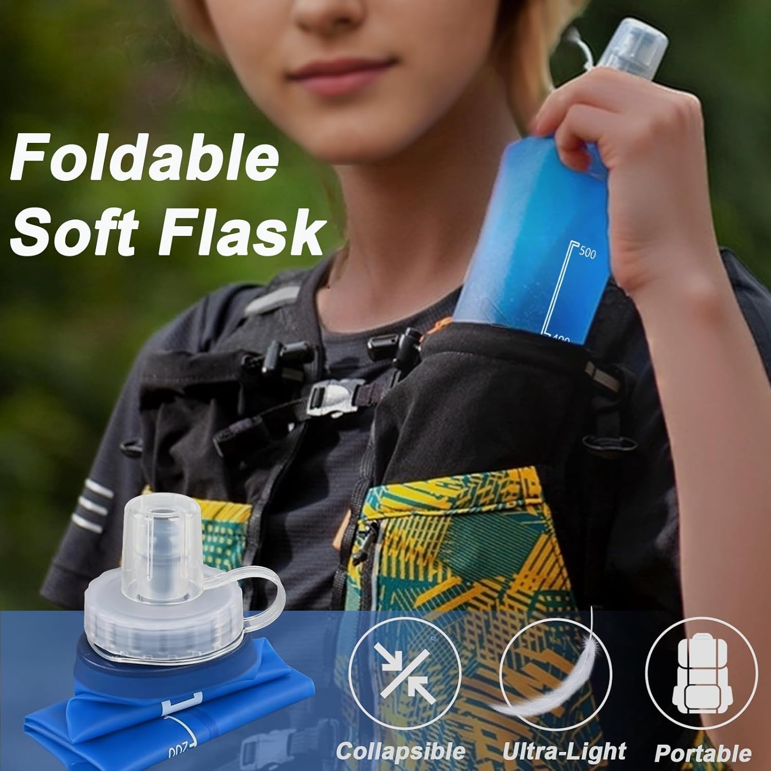 Tankye collapsible water bottle for hiking and trail running