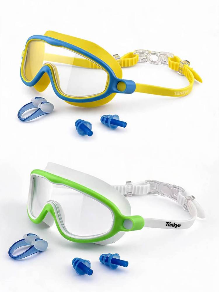 Tankye 2-Pack Kids Swimming Goggles, Anti-Fog & UV Protection Wide View Swim Glasses for Boys & Girls Ages 3–14