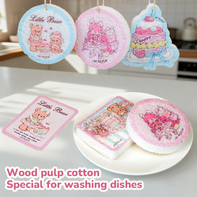 Compressed dishwashing sponge