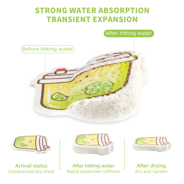 Compressed dishwashing sponge