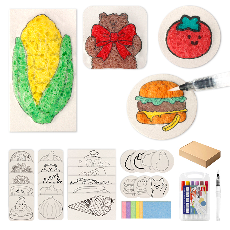 Painting wood pulp cotton set