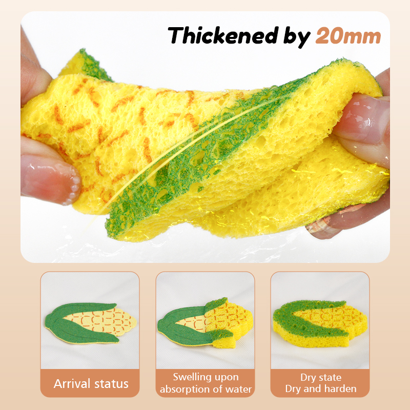 Compressed dishwashing sponge