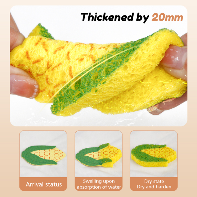 Compressed dishwashing sponge
