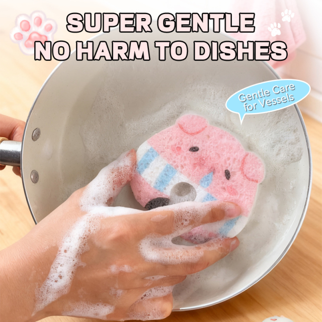Compressed dishwashing sponge