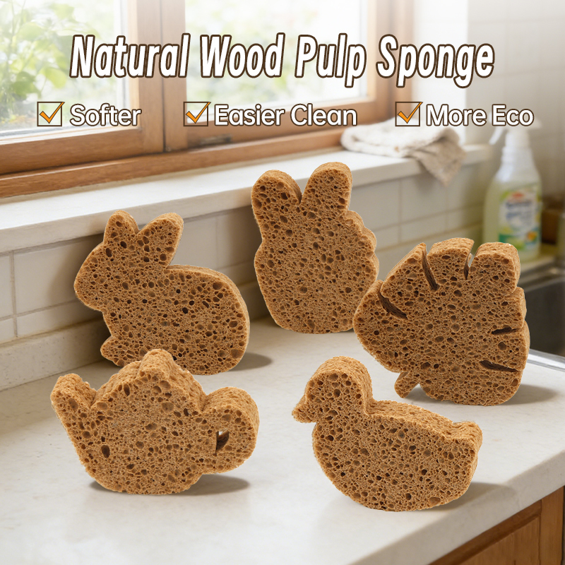 Compressed dishwashing sponge