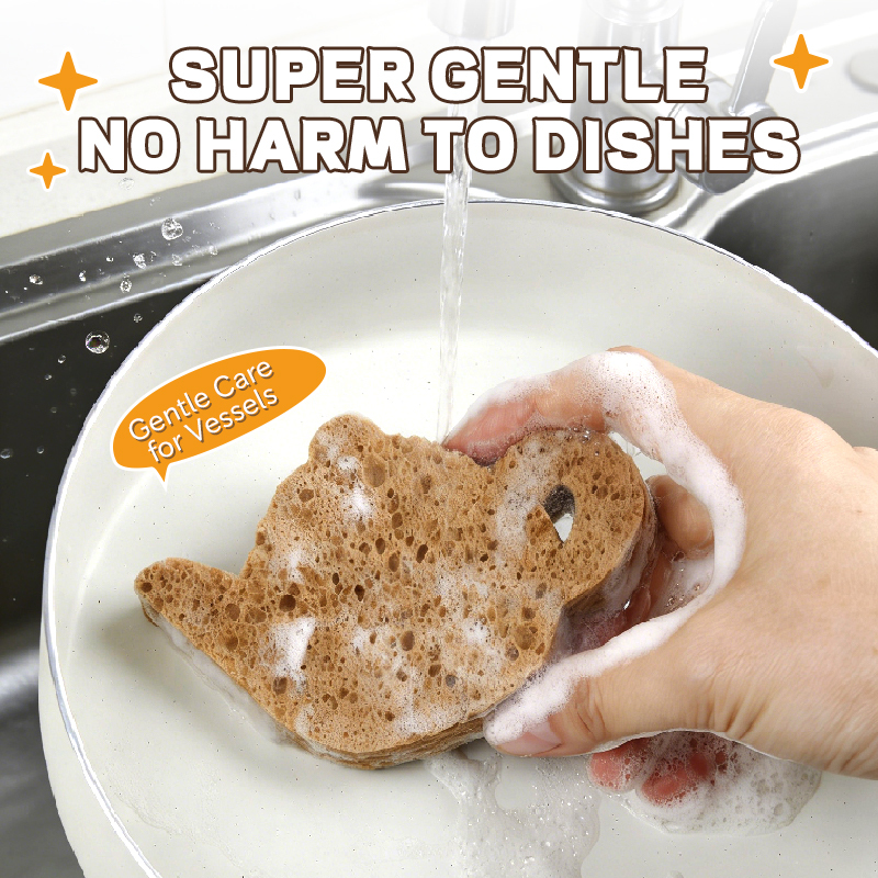 Compressed dishwashing sponge