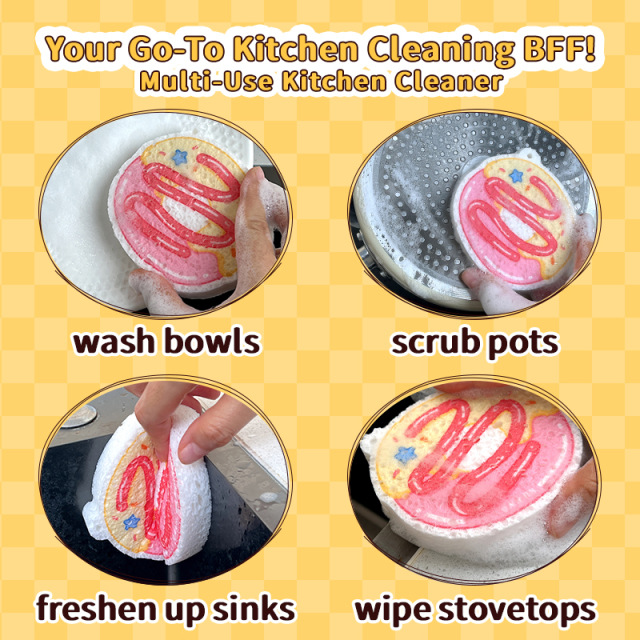 Compressed dishwashing sponge
