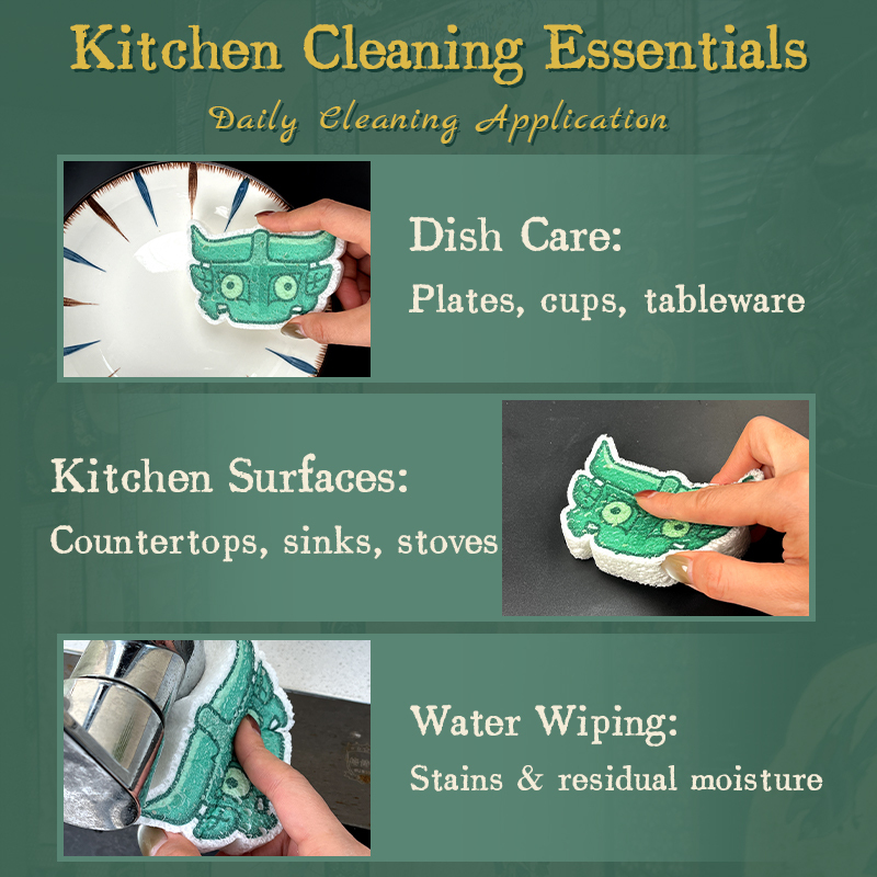 Compressed dishwashing sponge