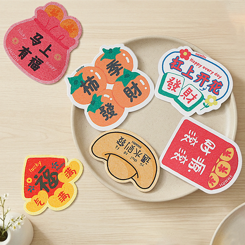 Printed compressed dishwashing wood pulp cotton