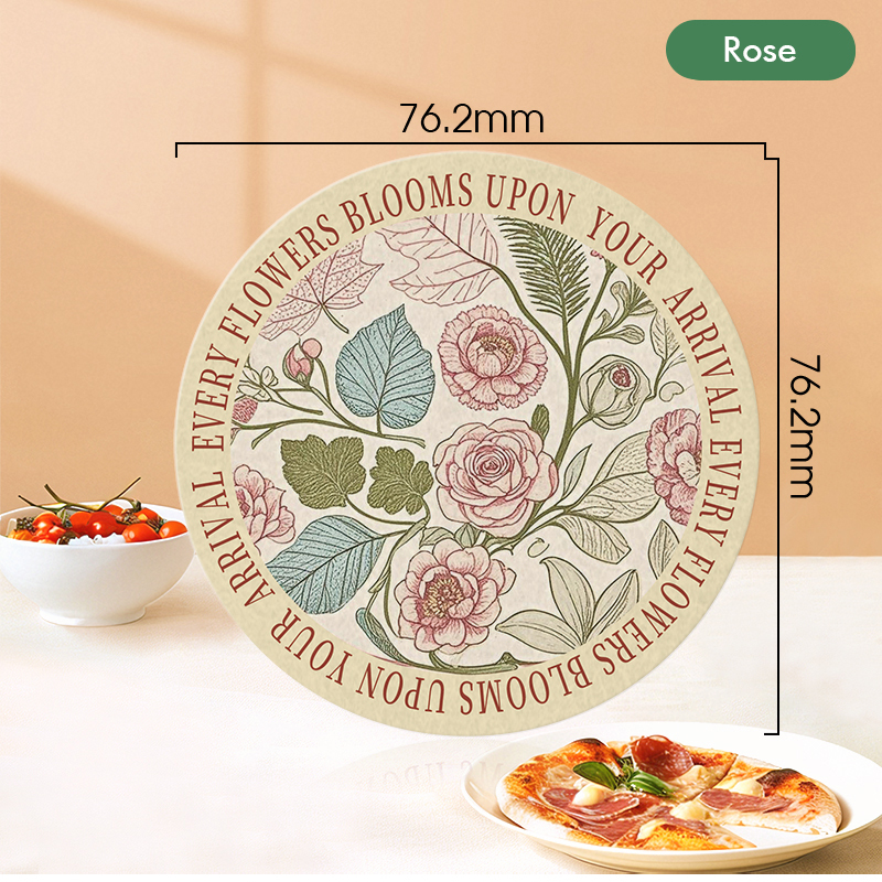 Printed compressed dishwashing wood pulp cotton