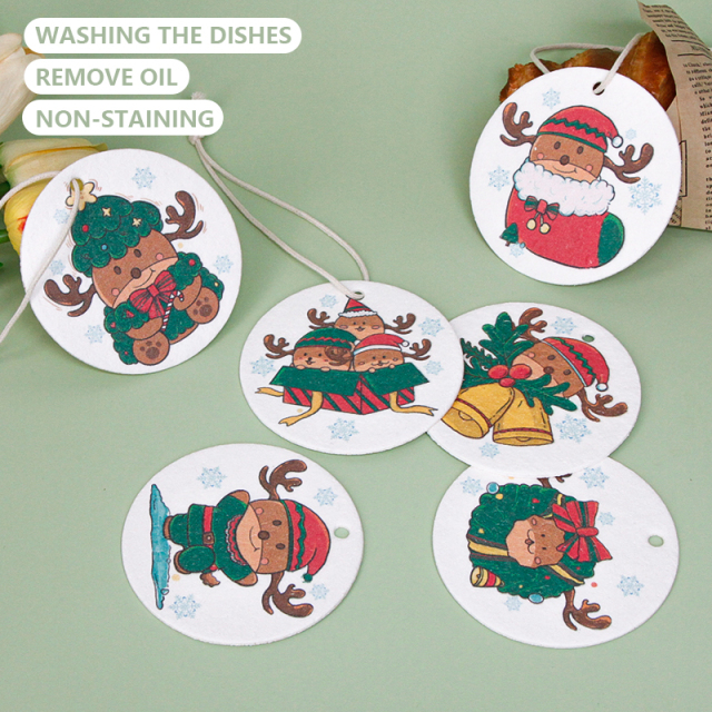 Christmas print wood pulp cotton