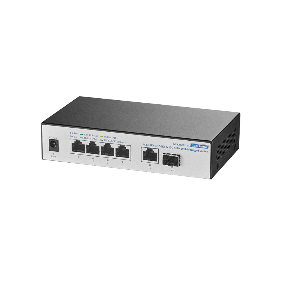 10G Web Managed Switch, 4x2.5G RJ45 + 10G RJ45 + 10G SFP Ports, LACP/VLAN/QoS, Fanless Metal, YuLinca Ethernet Switch for NAS/Gaming/8K Streaming