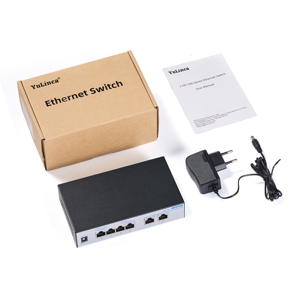 10G Web Managed Switch, 4x2.5G + 2x10G RJ45 Ports, LACP/VLAN/QoS, Fanless Metal, for NAS/Gaming/8K Streaming