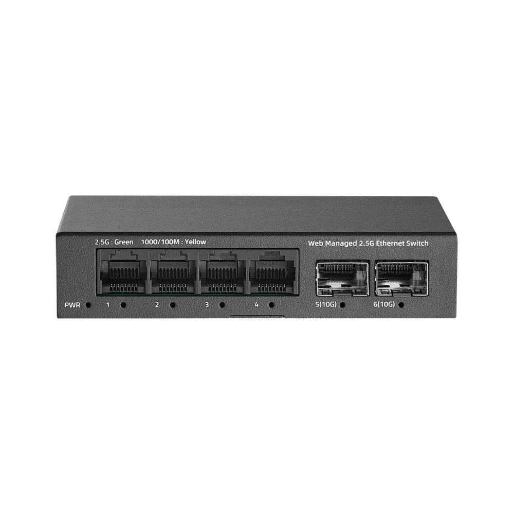 6 Port 2.5G Switch, 4 x 2.5GBASE-T Ports with 2 x 10G SFP+, Metal Mini Case, 60Gbps Switching Capacity, Fanless Plug & Play YuLinca Unmanaged Network Switch