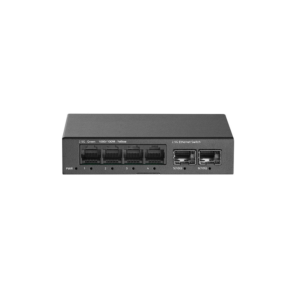 6 Port 2.5G Switch, 4 x 2.5GBASE-T Ports with 2 x 10G SFP+, Metal Mini Case, 60Gbps Switching Capacity, Fanless Plug & Play YuLinca Unmanaged Network Switch