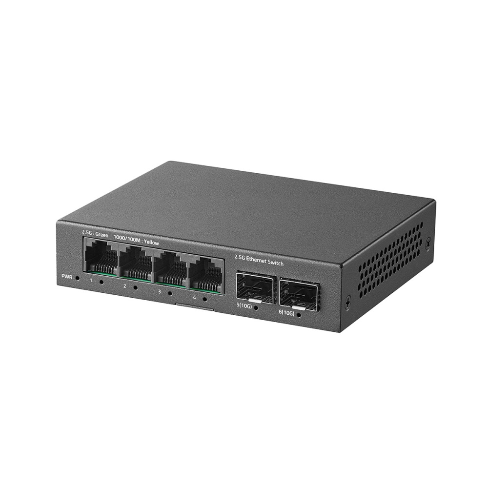 6 Port 2.5G Switch, 4 x 2.5GBASE-T Ports with 2 x 10G SFP+, Metal Mini Case, 60Gbps Switching Capacity, Fanless Plug & Play YuLinca Unmanaged Network Switch
