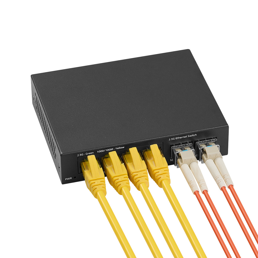 6 Port 2.5G Switch, 4 x 2.5GBASE-T Ports with 2 x 10G SFP+, Metal Mini Case, 60Gbps Switching Capacity, Fanless Plug & Play YuLinca Unmanaged Network Switch