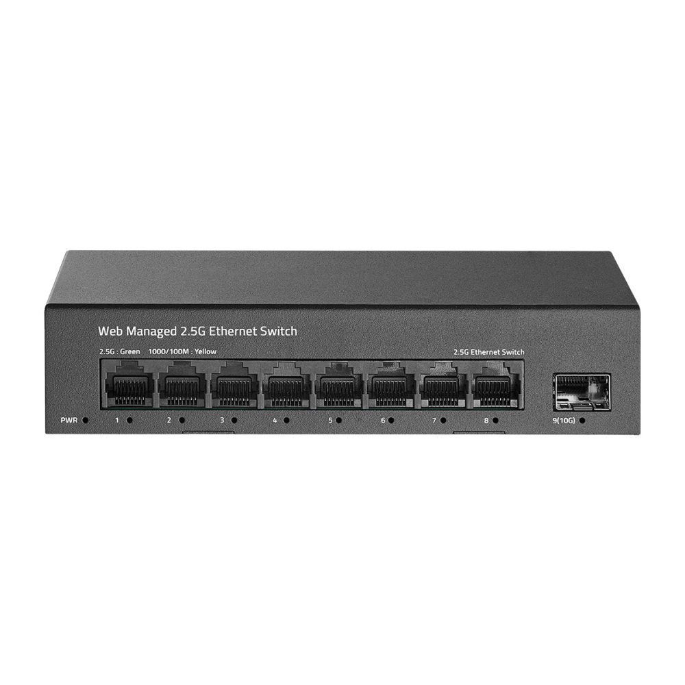 8 Port 2.5G Managed Switch, 8 x 2.5Gbps Base-T Ports and 10G SFP+ Slot, Support LACP/QOS/VLAN/IGMP, Mini Metal Fanless 2.5Gb YuLinca Easy Web Switch