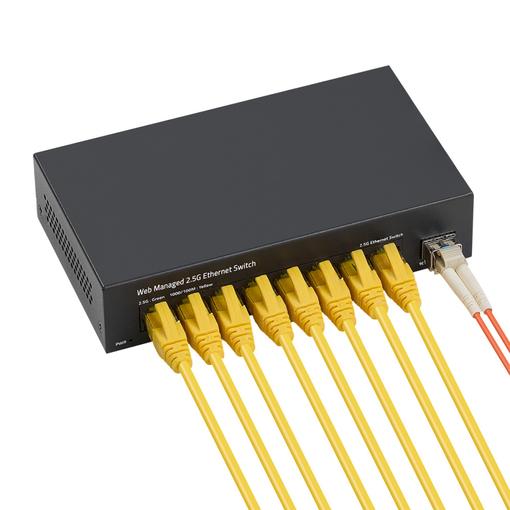 8 Port 2.5G Managed Switch, 8 x 2.5Gbps Base-T Ports and 10G SFP+ Slot, Support LACP/QOS/VLAN/IGMP, Mini Metal Fanless 2.5Gb YuLinca Easy Web Switch