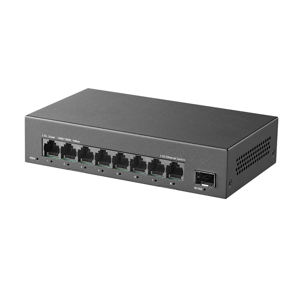8 Port 2.5G Switch, 8 x 2.5GBASE-T Ports with 10G SFP+, 60Gbps Switching Capacity, Fanless Plug & Play YuLinca Unmanaged Network Switch