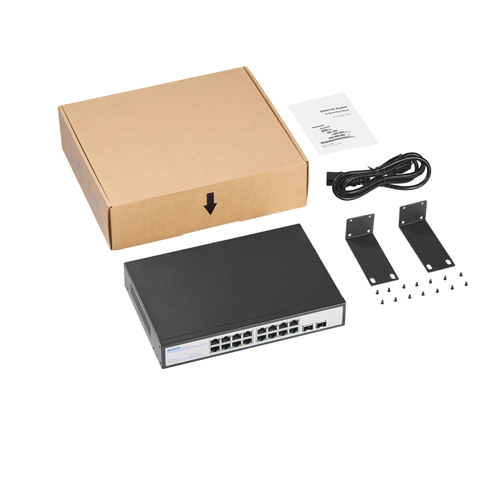 18-Port 2.5G Switch, 16x2.5G + 2x10G SFP+, YuLinca 2.5 Gigabit Switch for Wireless AP and PC, Fanless Metal Unmanaged Ethernet Switch, Plug & Play, Silent Desktop/Rackmount
