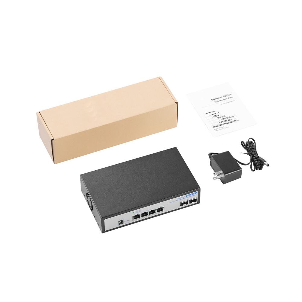 6 Port 10Gbps Managed Switch, 4 x 10G RJ-45, 2 x 10G SFP+ Slots, Support 10G/5G/2.5G/1000M Auto-Negotiation, YuLinca Smart Web Metal Network Switch