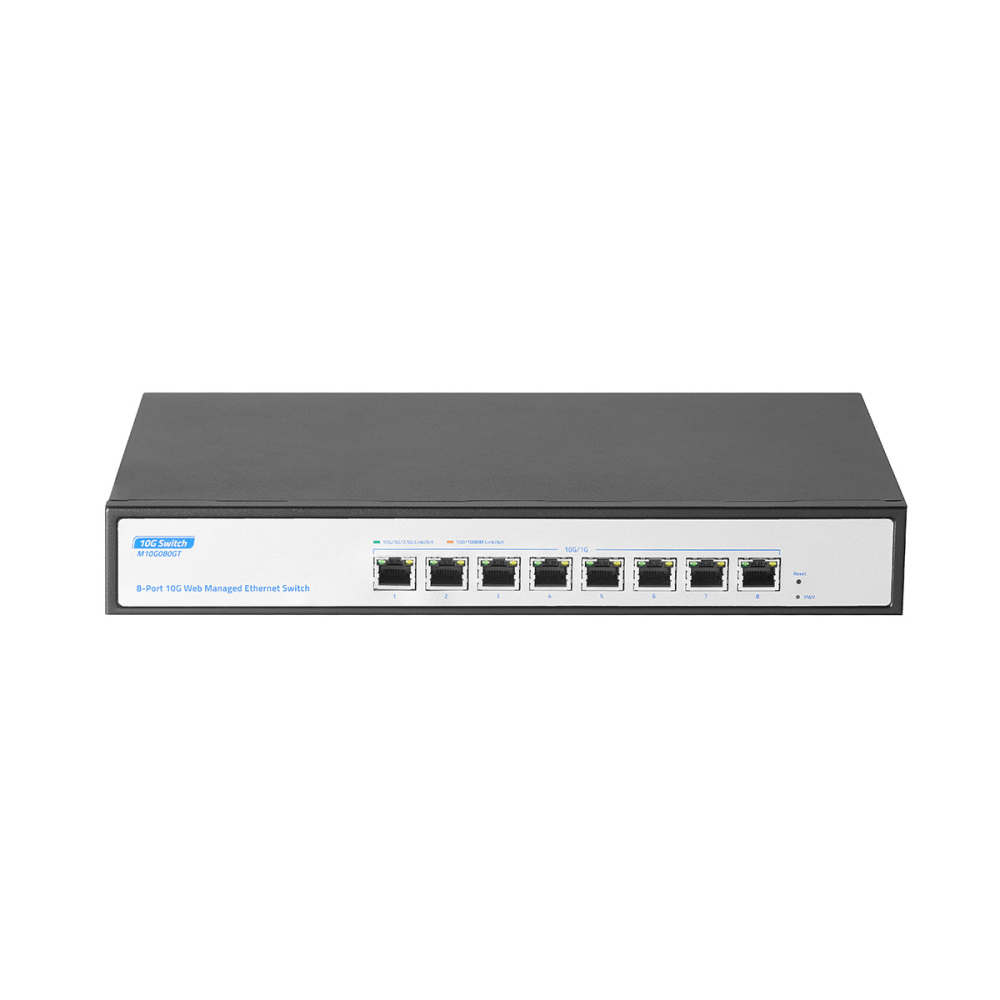 10G Switch 8 Port Managed, 10G/5G/2.5G/1000M Ethernet Auto-Negotiation, 160Gbps Bandwidth, Support LACP/QOS/VLAN/IGMP, Desktop/Rackmount YuLinca Managed Network Switch