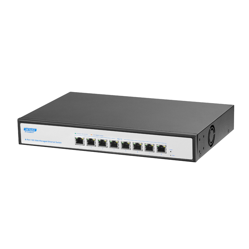10G Switch 8 Port Managed, 10G/5G/2.5G/1000M Ethernet Auto-Negotiation, 160Gbps Bandwidth, Support LACP/QOS/VLAN/IGMP, Desktop/Rackmount YuLinca Managed Network Switch
