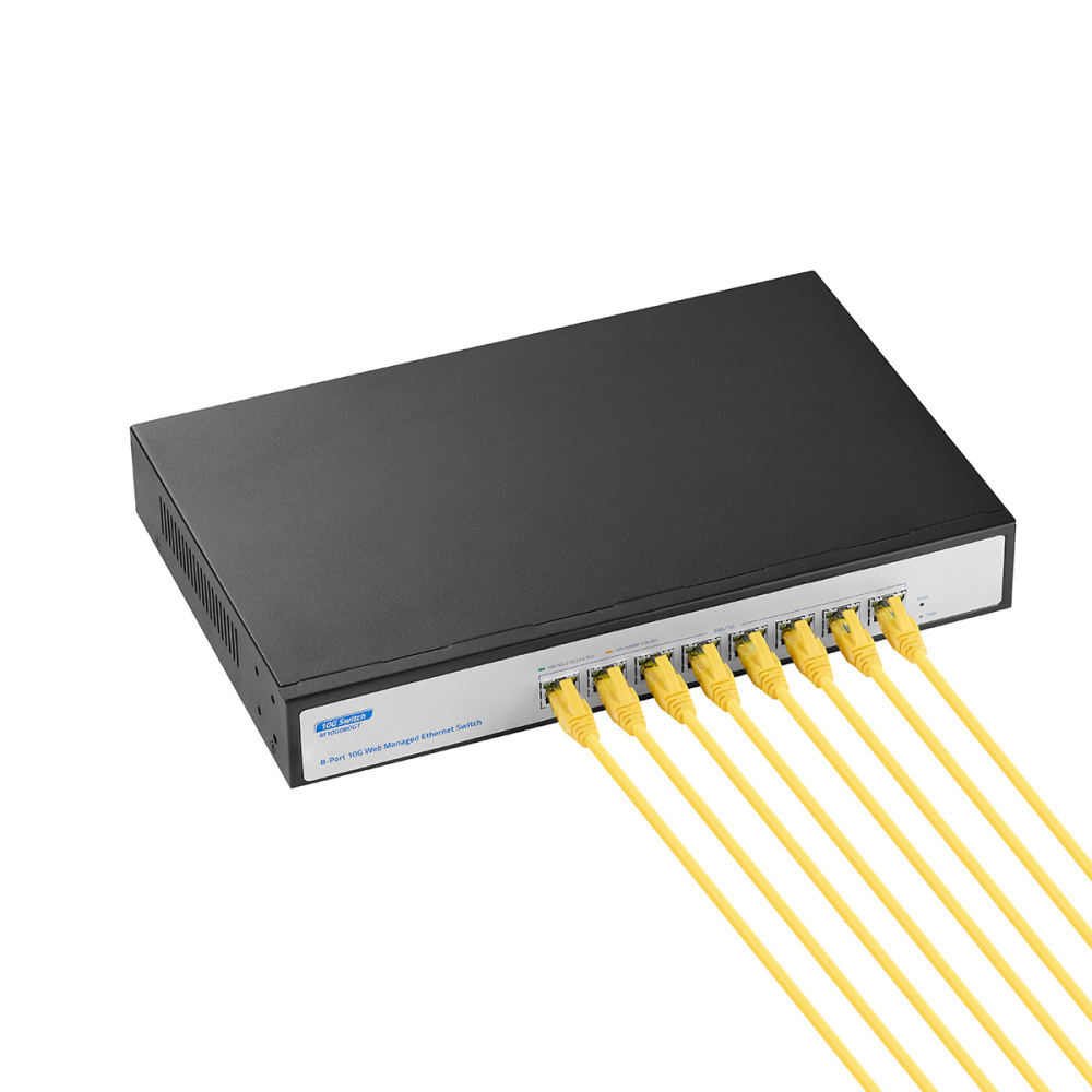 10G Switch 8 Port Managed, 10G/5G/2.5G/1000M Ethernet Auto-Negotiation, 160Gbps Bandwidth, Support LACP/QOS/VLAN/IGMP, Desktop/Rackmount YuLinca Managed Network Switch