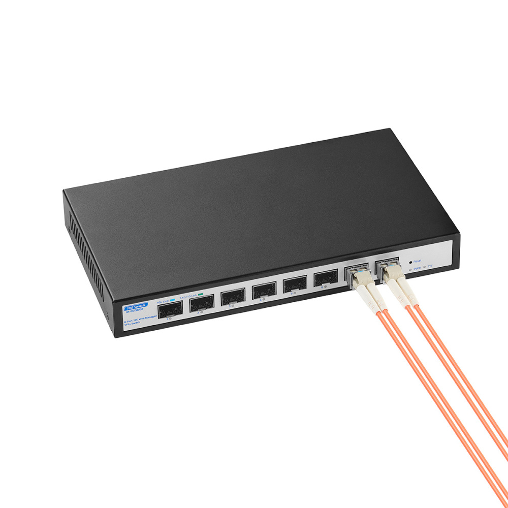 8 Port 10Gbps SFP+ Managed Switch, Support 1G/2.5G/10G SFP Module, 160Gbps Bandwidth, Desktop|Wallmount Metal Fanless, YuLinca Managed Fiber Switch