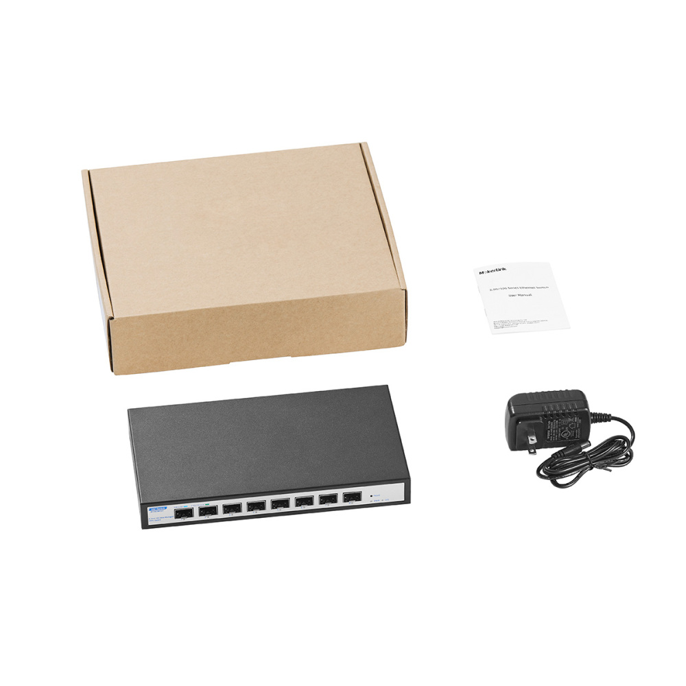 8 Port 10Gbps SFP+ Managed Switch, Support 1G/2.5G/10G SFP Module, 160Gbps Bandwidth, Desktop|Wallmount Metal Fanless, YuLinca Managed Fiber Switch