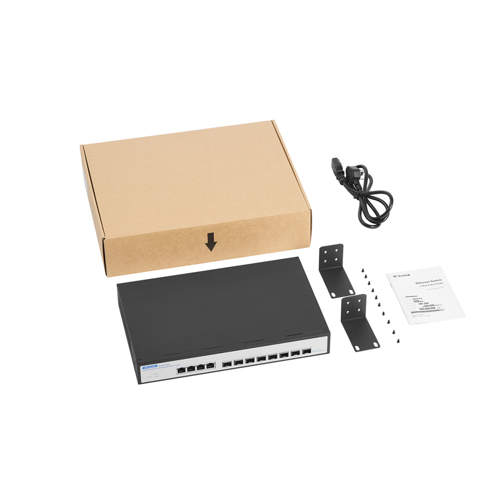 12 Port 10Gbps Managed Switch, 8 x 10G SFP+ Slots, 4 x 10G RJ-45 Ports, Support 10G/5G/2.5G/1000M Auto-Negotiation, YuLinca Smart Web Managed Rackmout Switch