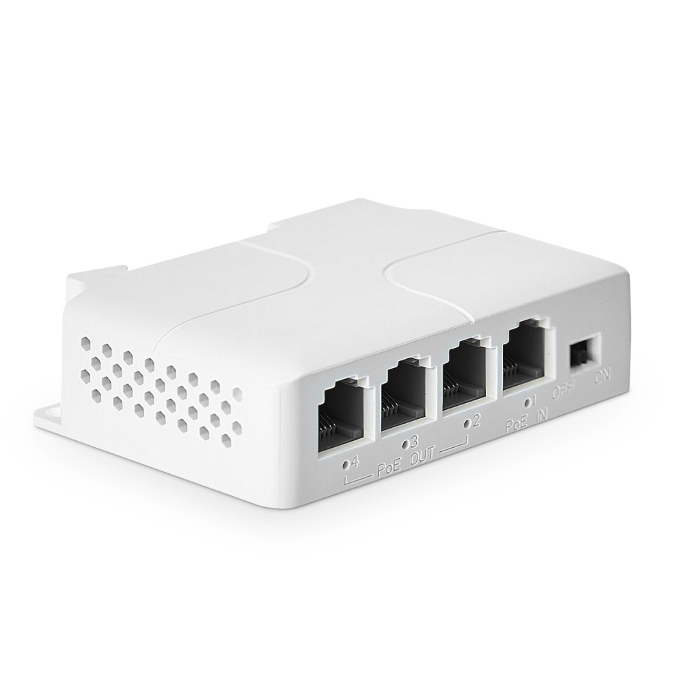 4 Port Gigabit PoE Extender, 1 in 3 Out PoE+ Repeater, 10/100/1000Mbps, IEEE 802.3 af/at 30W, Wall and Din Rail Mount YuLinca POE Passthrough Switch