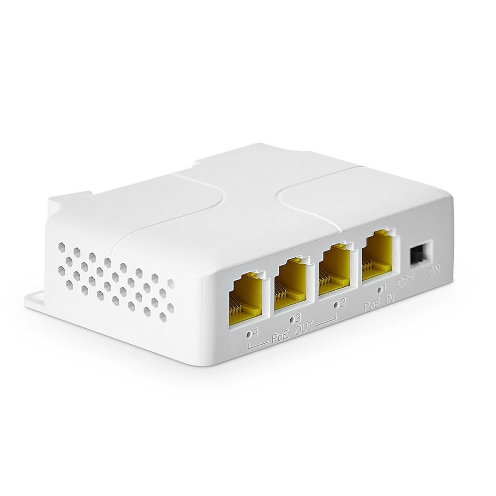 4 Port Gigabit PoE Extender, 1 in 3 Out PoE+ Repeater, 10/100/1000Mbps, IEEE 802.3 af/at 30W, Wall and Din Rail Mount YuLinca POE Passthrough Switch