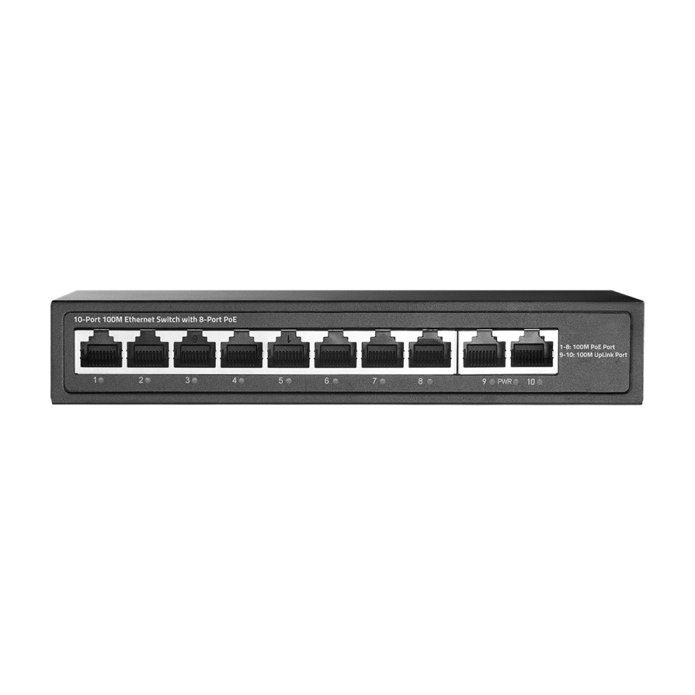 10 Port Mini PoE Switch with 8 PoE+, 2 Uplink, 10/100Mbps Ethernet, 120W 802.3af/at PoE, Fanless Metal Plug & Play PoE+ YuLinca Network Switch