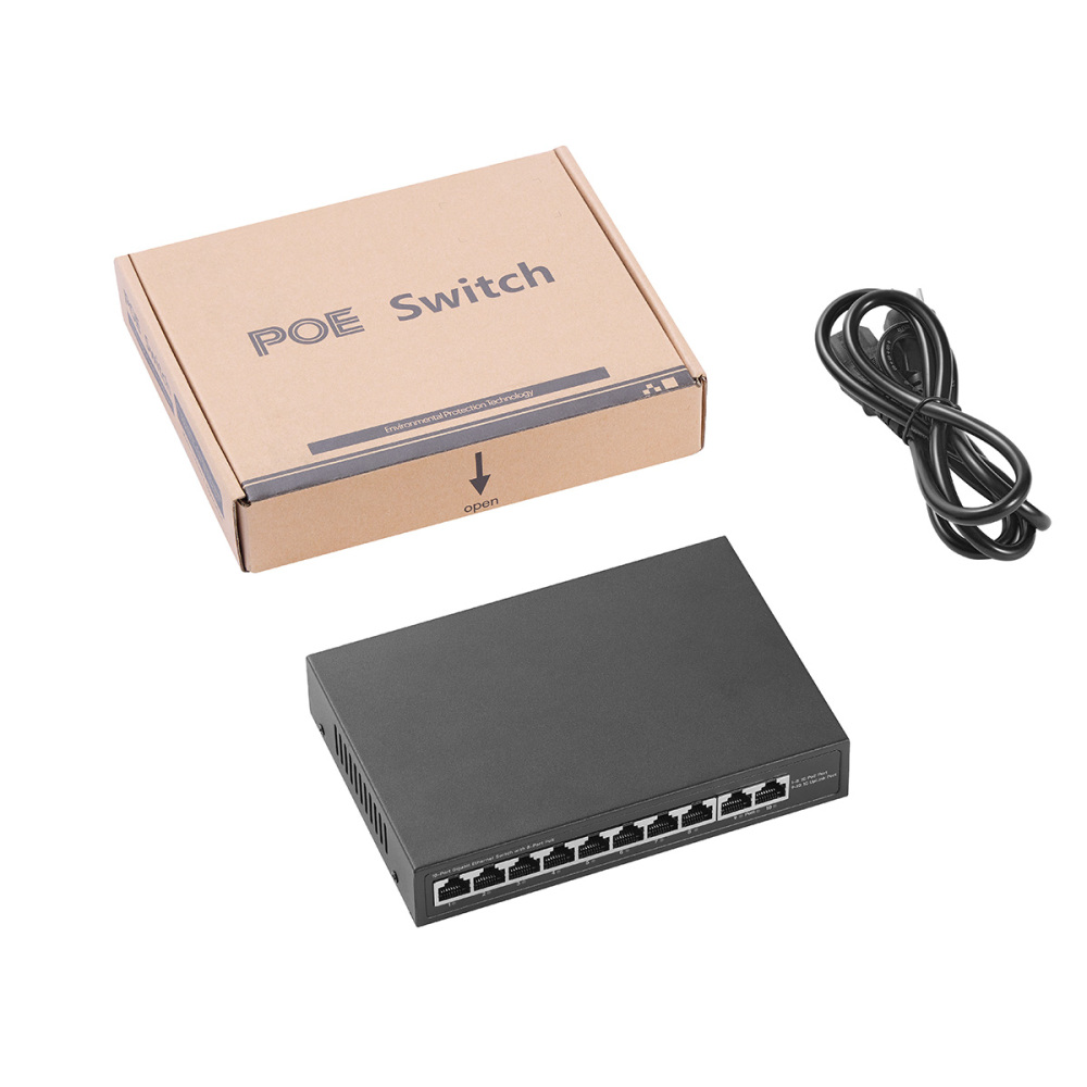 YuLinca 10 Port Mini Gigabit PoE Switch with 8 PoE+ Port, 2 Gigabit RJ45 Uplink, 10/100/1000Mbps, IEEE802.3af/at, Max 120W, Metal Fanless Plug & Play Ethernet Switch