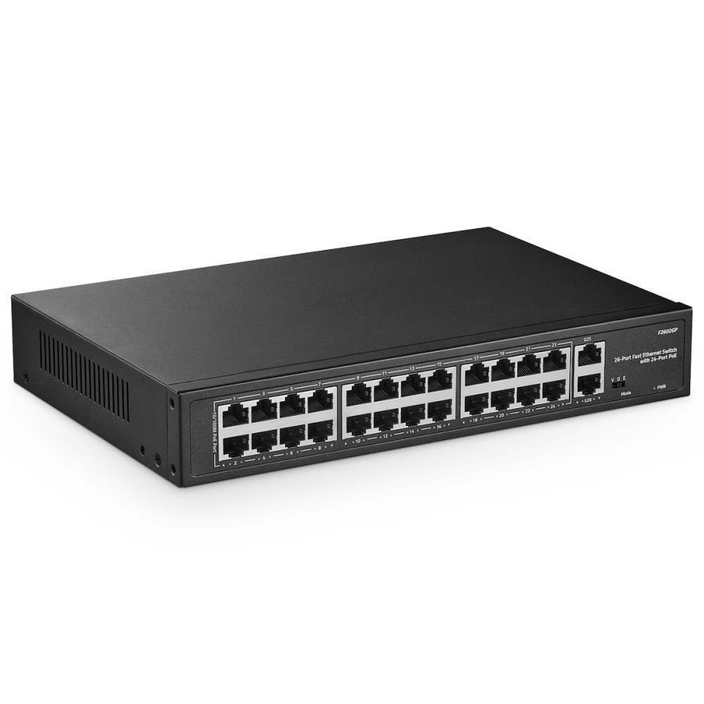 16 Port PoE Switch with 2 Gigabit Uplink, 10/100Mbps PoE+ Ports, 100/1000Mbps Uplink, IEEE802.3af/at, Max 200W, VLAN & PoE Extend 250m, YuLinca Metal RackMount Fanless Unmanaged Ethernet Switch