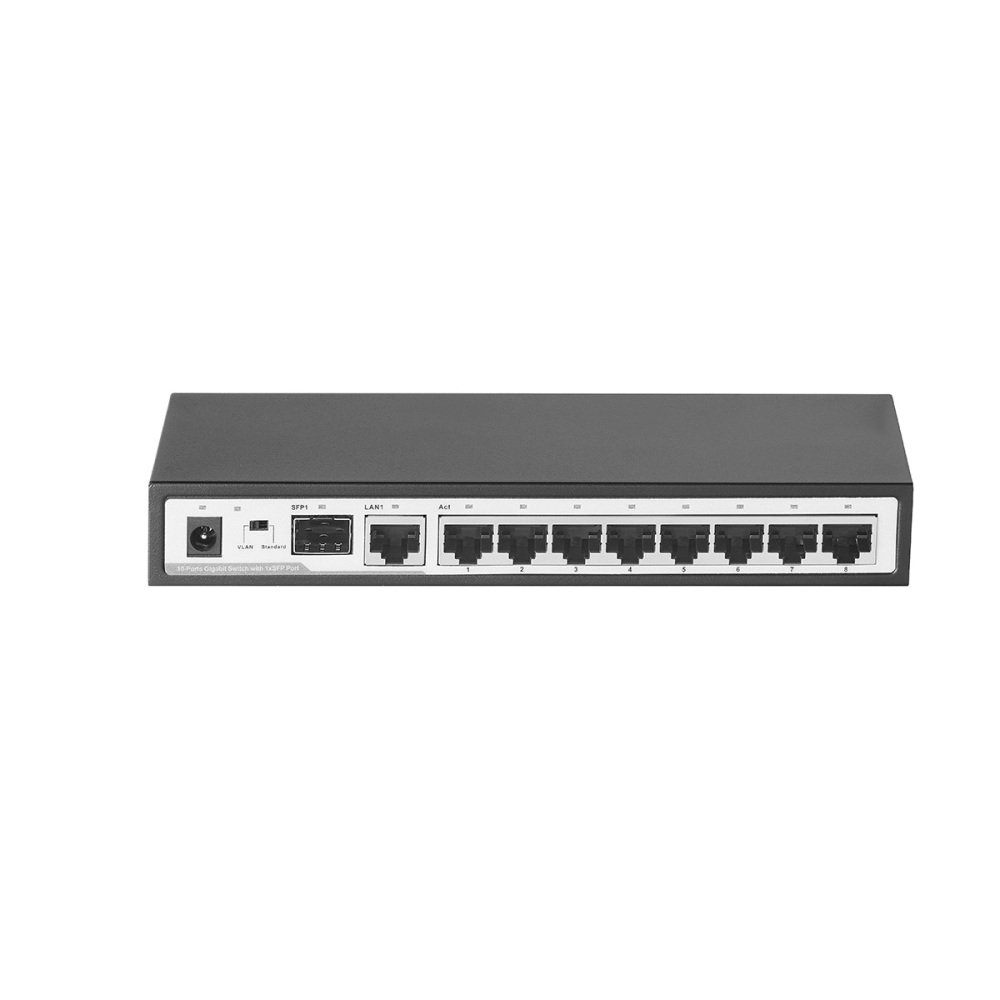10 Port Gigabit Switch, 8 x 100/1000Mbps Ports, 2 Gigabit Uplink, Support Vlan, Metal Fanless Unmanaged Plug and Play YuLinca Ethernet Switch