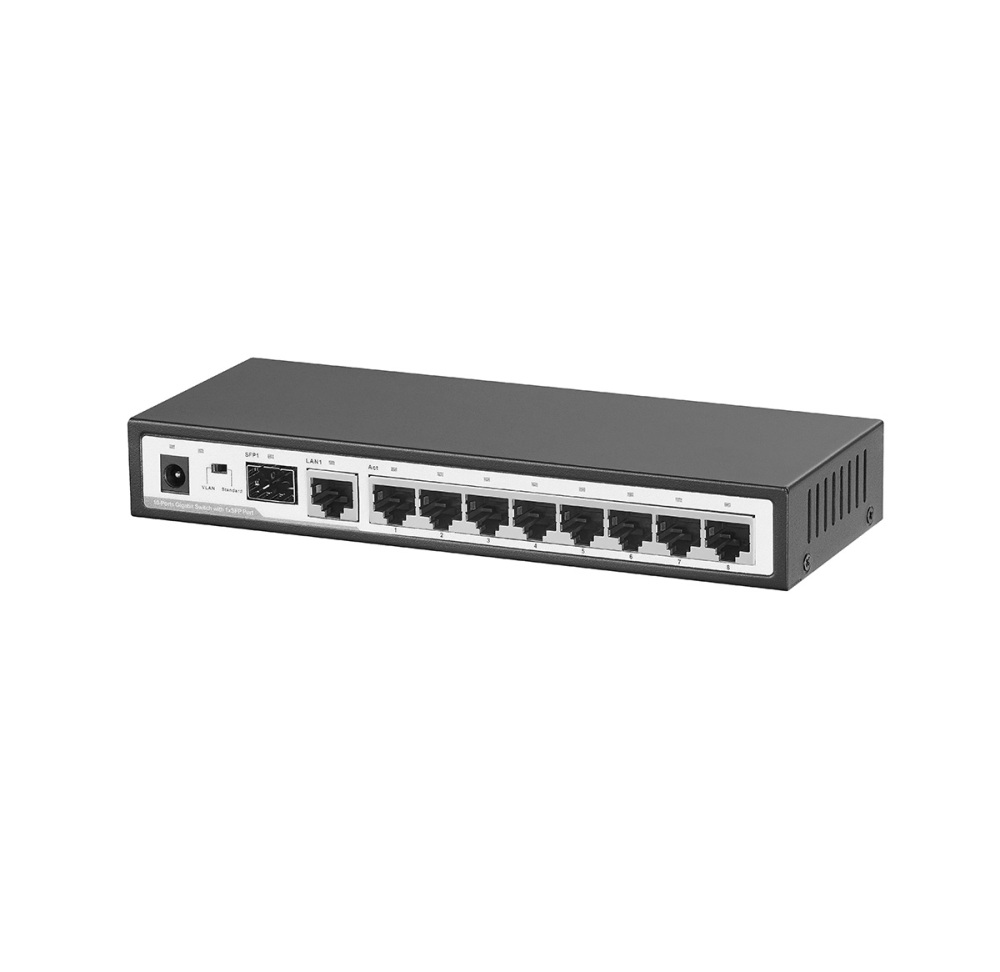 10 Port Gigabit Switch, 8 x 100/1000Mbps Ports, 1 Gigabit Uplink, 1 Gigabit SFP, Support Vlan, Metal Fanless Unmanaged Plug and Play YuLinca Ethernet Switch