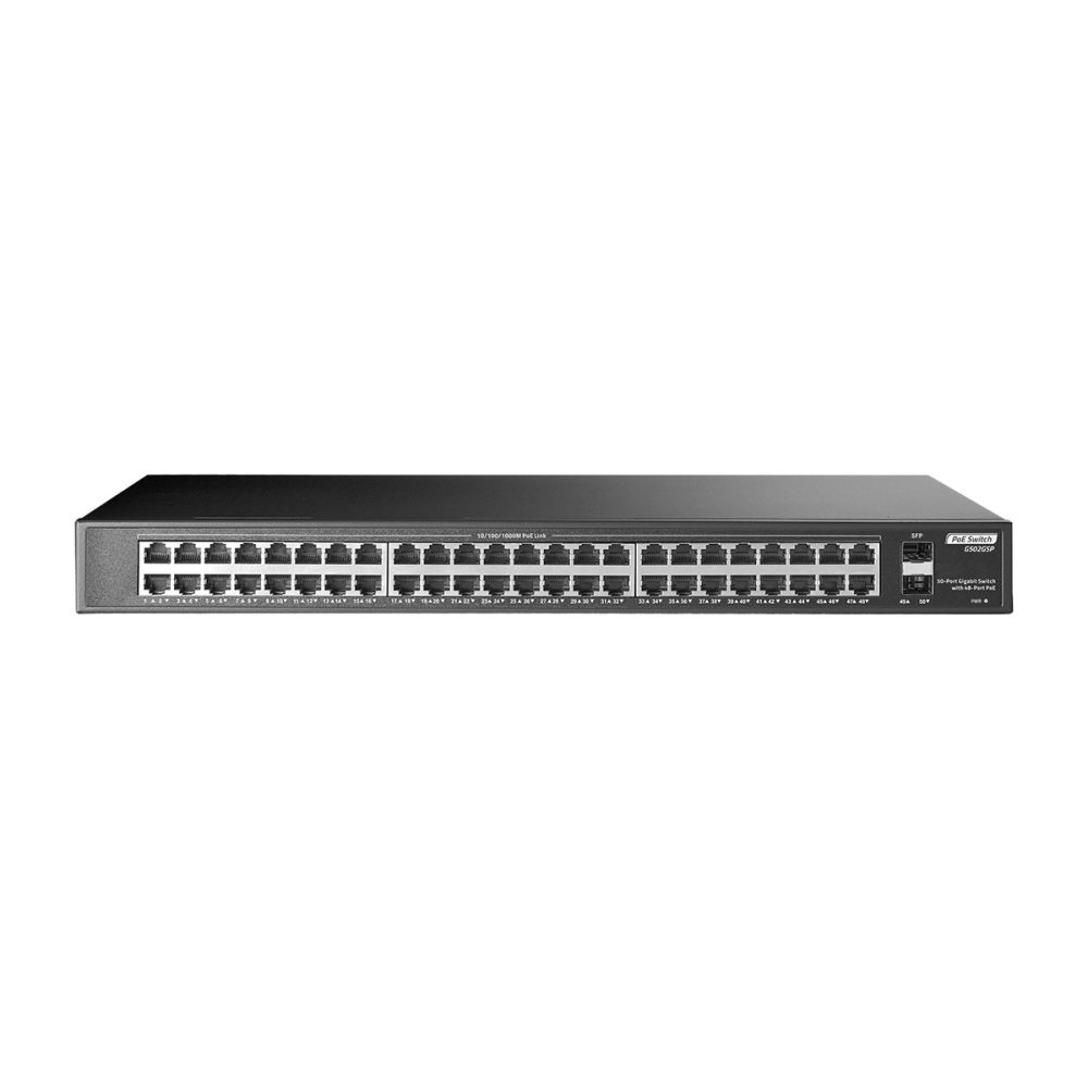 48 Port Full PoE Gigabit Switch with 2 Gigabit SFP, IEEE802.3af/at Max 800W, YuLinca Unmanaged Rackmount Switch with VLAN and AI Watchdog