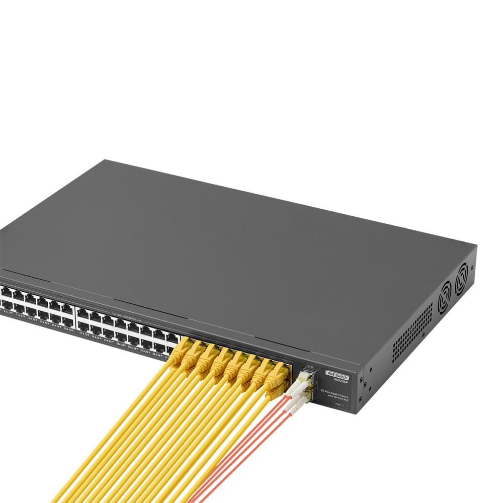 48 Port Full PoE Gigabit Switch with 2 Gigabit SFP, IEEE802.3af/at Max 800W, YuLinca Unmanaged Rackmount Switch with VLAN and AI Watchdog