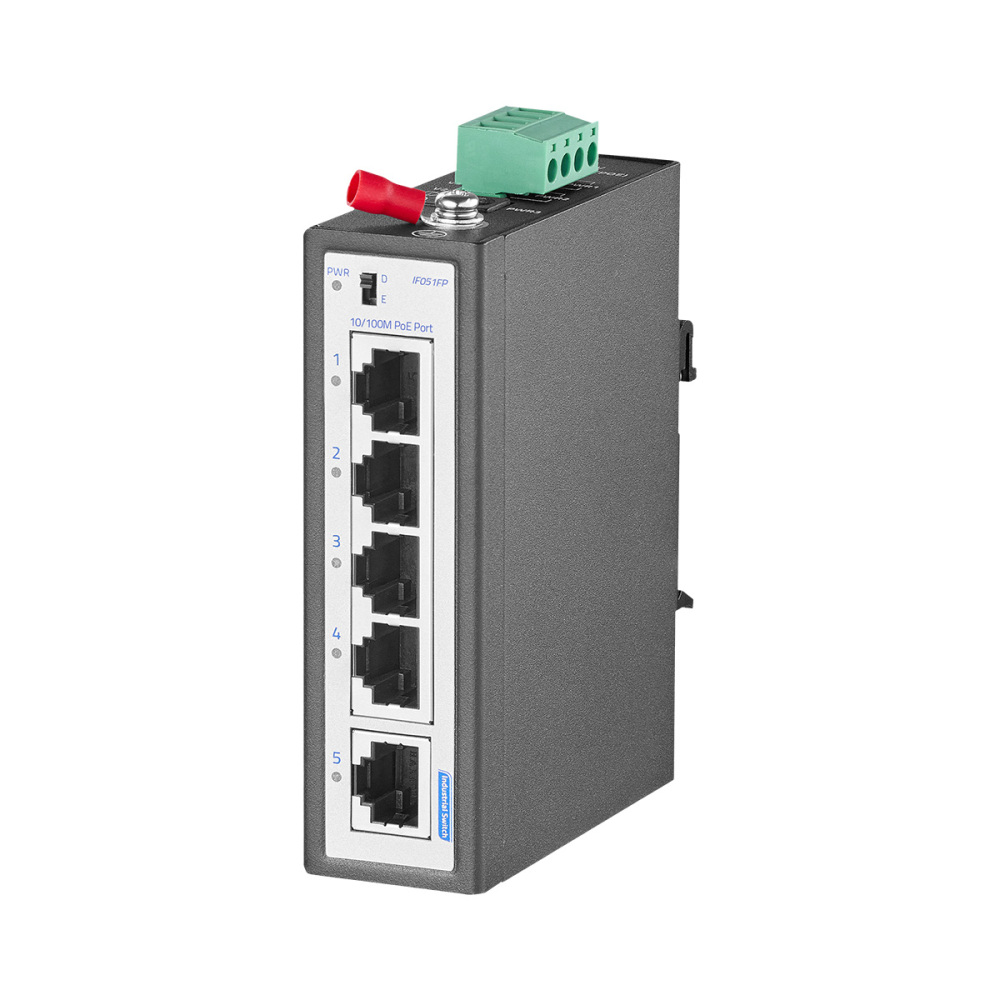 5 Port Mini PoE+ Industrial Switch, 4 Ports PoE+ and 1 Uplink, 10/100Mbps Fast Ethernet, Din Rail & Wall Mount, Unmanaged IP30 (-40~185°F) Hardened YuLinca Industrial Switch