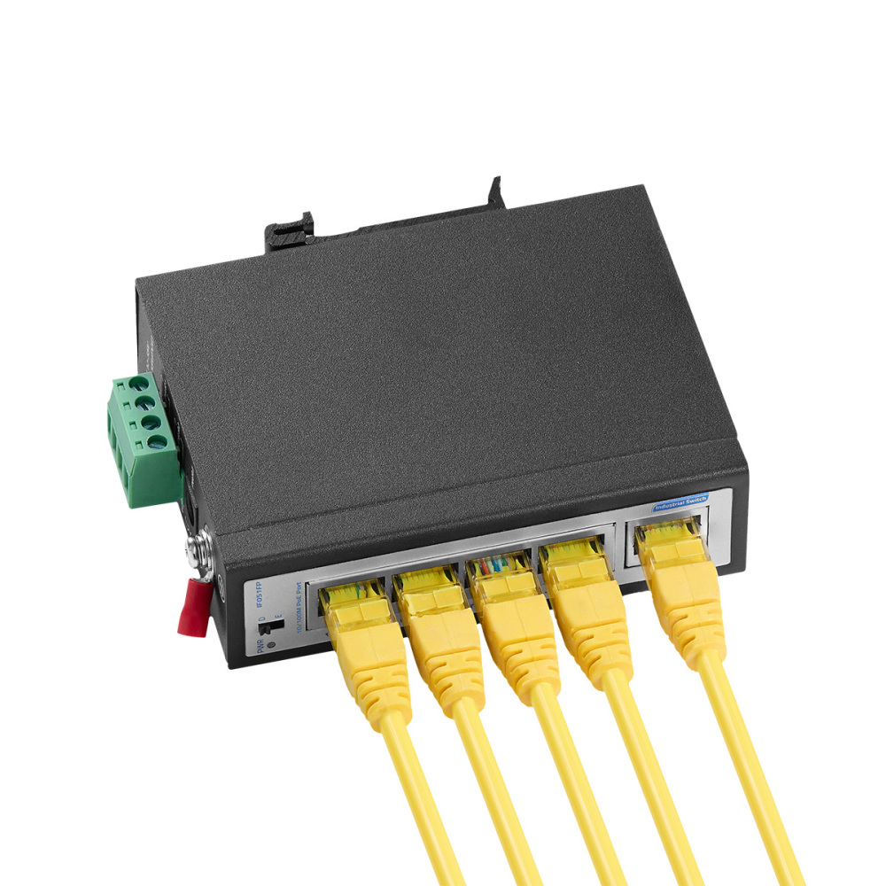 5 Port Mini PoE+ Industrial Switch, 4 Ports PoE+ and 1 Uplink, 10/100Mbps Fast Ethernet, Din Rail & Wall Mount, Unmanaged IP30 (-40~185°F) Hardened YuLinca Industrial Switch
