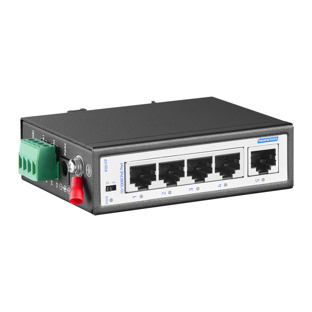 5 Port Mini PoE+ Industrial Switch, 4 Ports PoE+ and 1 Uplink, 10/100Mbps Fast Ethernet, Din Rail & Wall Mount, Unmanaged IP30 (-40~185°F) Hardened YuLinca Industrial Switch