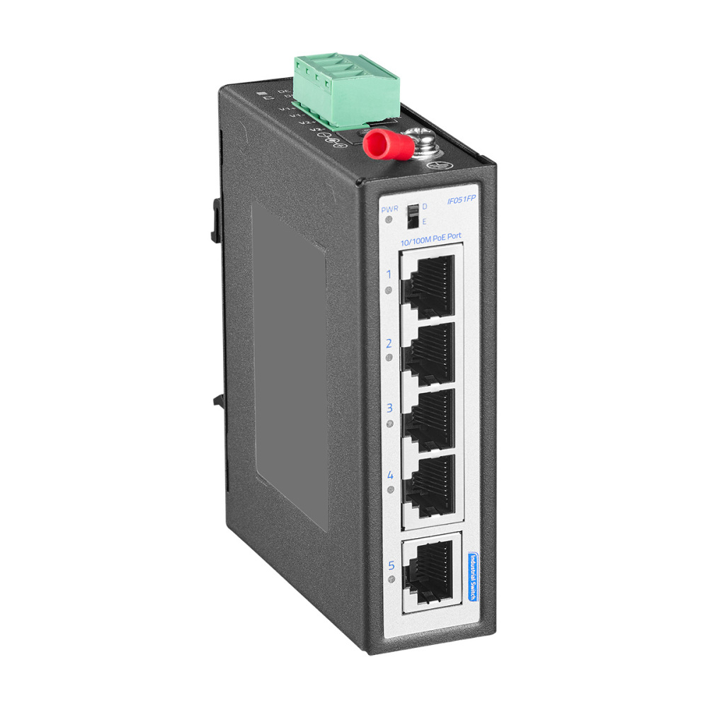 5 Port Mini PoE+ Industrial Switch, 4 Ports PoE+ and 1 Uplink, 10/100Mbps Fast Ethernet, Din Rail & Wall Mount, Unmanaged IP30 (-40~185°F) Hardened YuLinca Industrial Switch