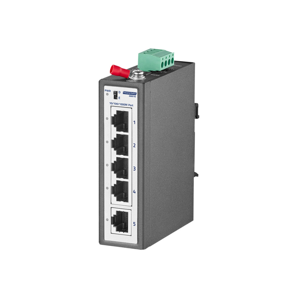 5 Port Mini Gigabit Industrial DIN-Rail Switch, 4 x 100/1000Mbps Ports,1 Gigabit Uplink, Din Rail & Wall Mount Included, Unmanaged IP30 (-40~185°F) Hardened YuLinca Industrial Ethernet Switch